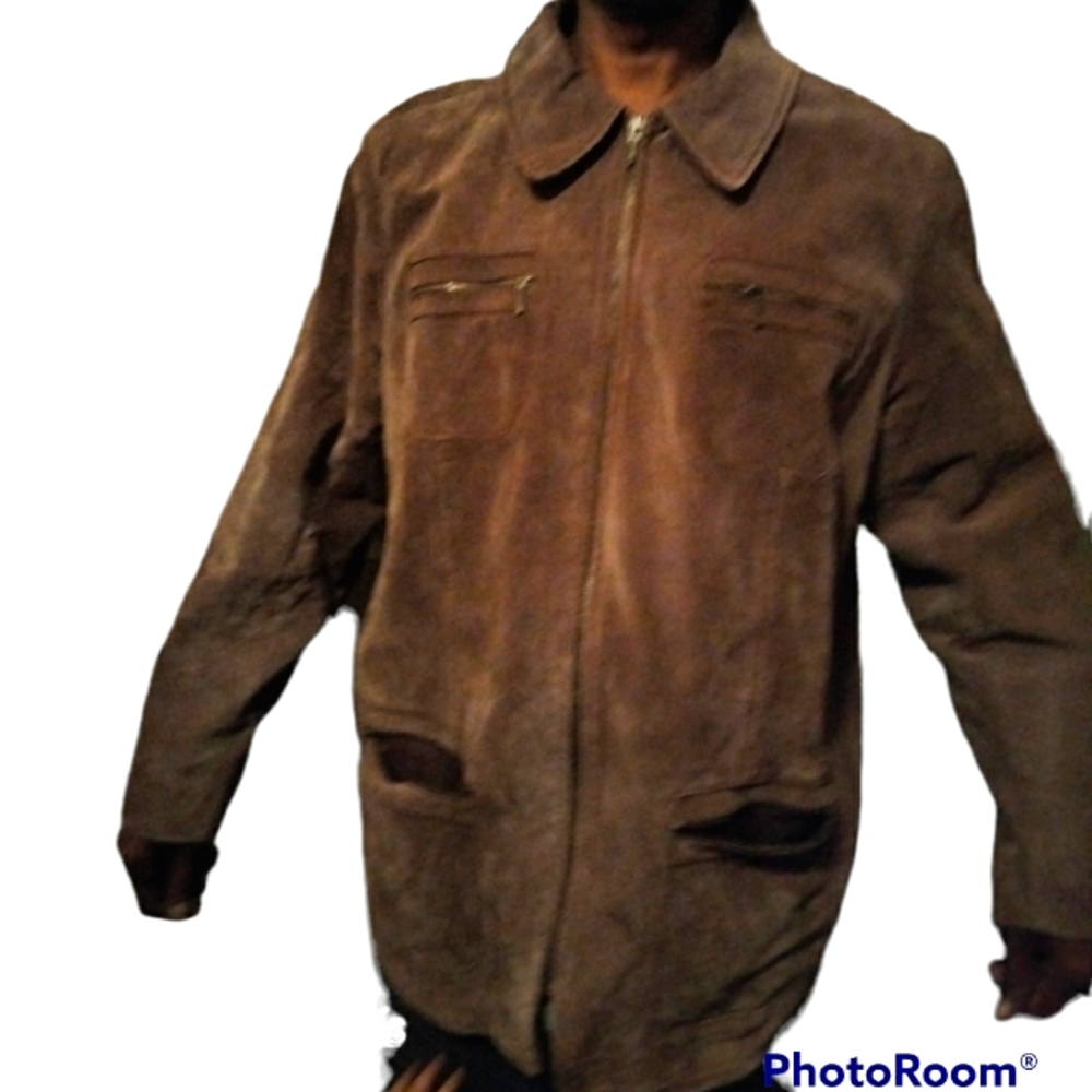 WOMENS 2XL BROWN LEATHER SUEDE COAT